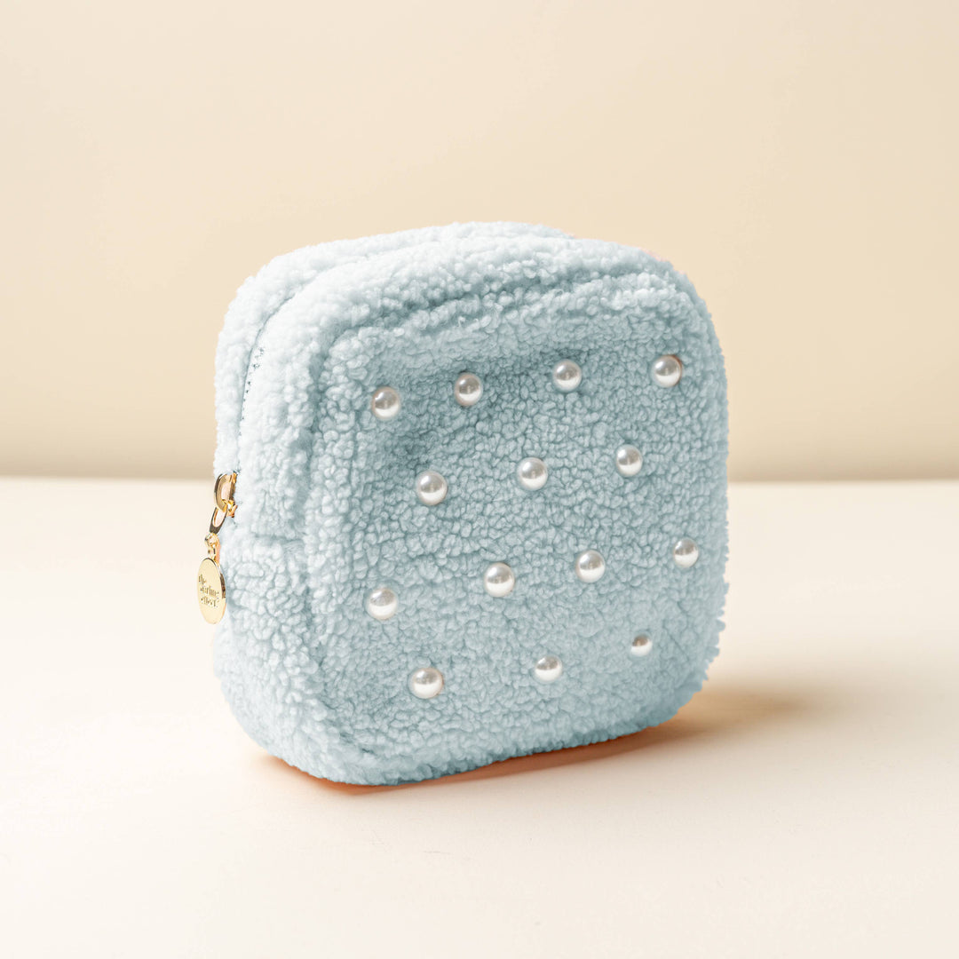 Pearl Blue Square Teddy Pouch