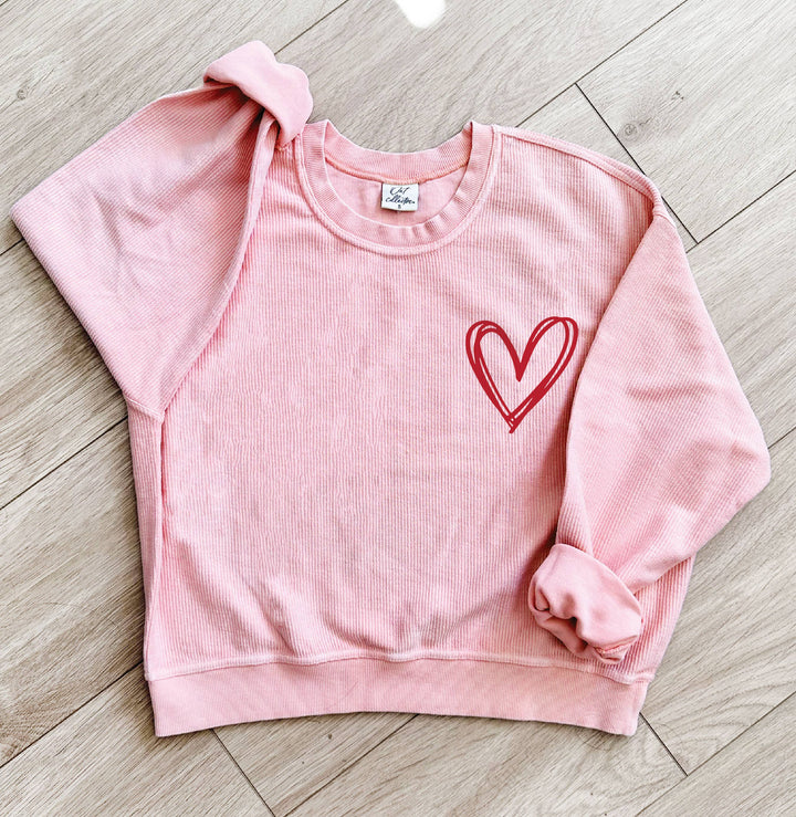 Heart Thermal Vintage Pullover Sweatshirt