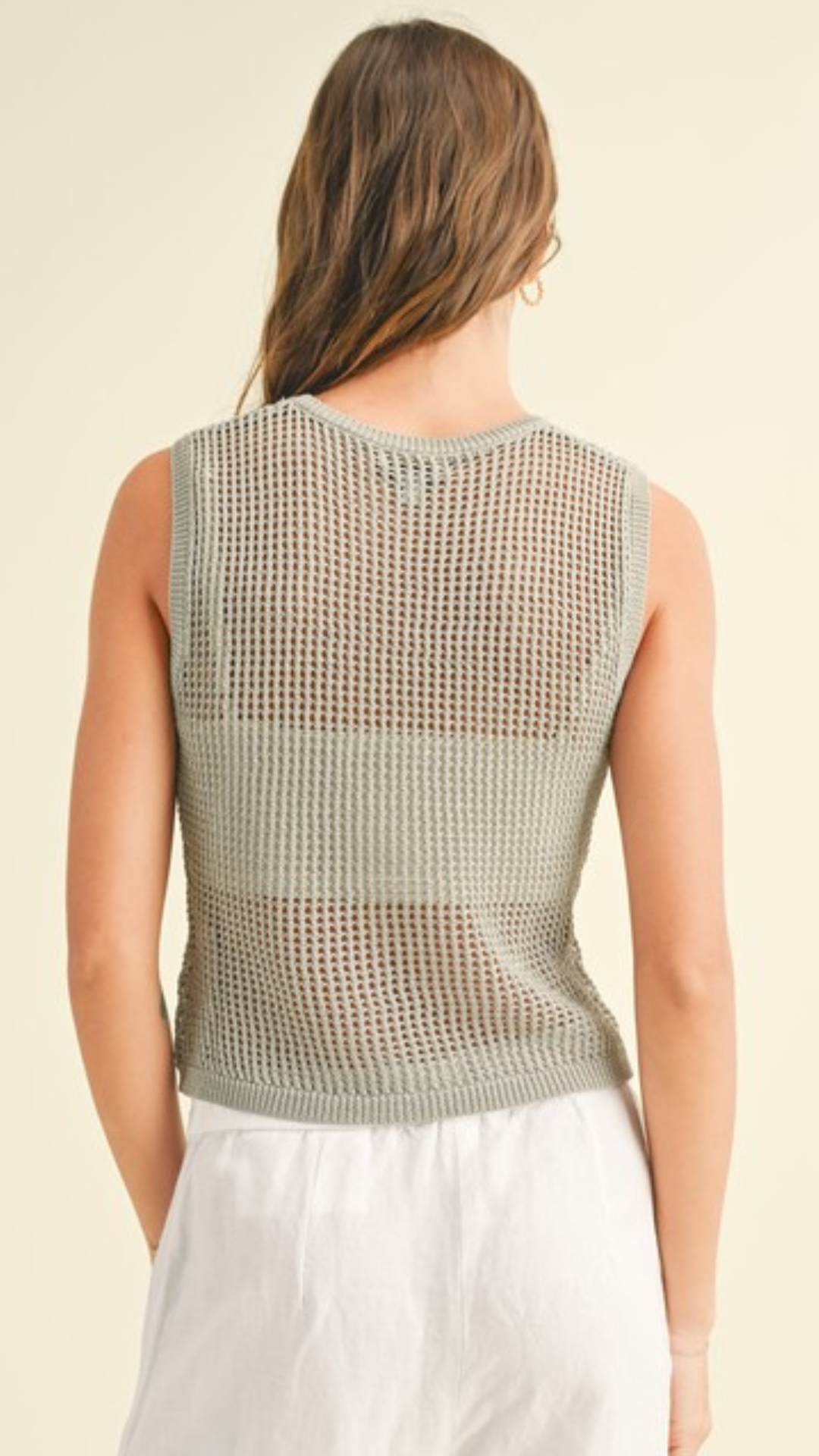 Sage Silver Crochet Knitted Top