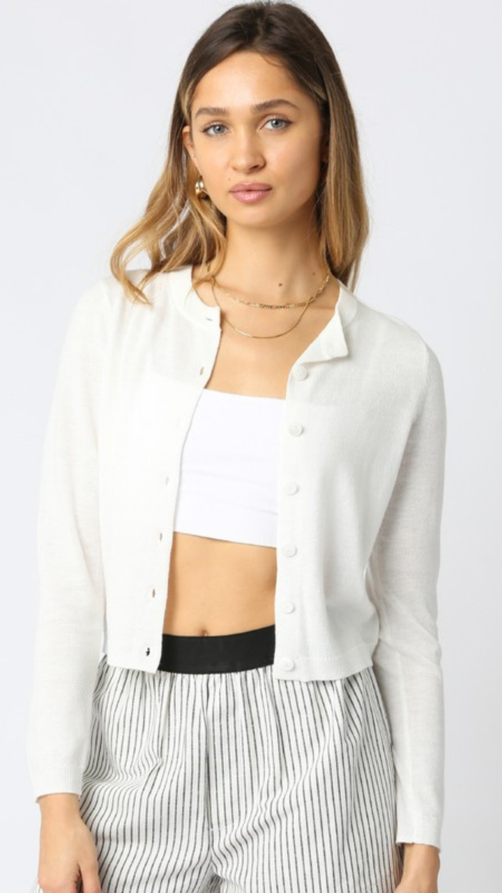 Soft Off White Button Up Cardigan