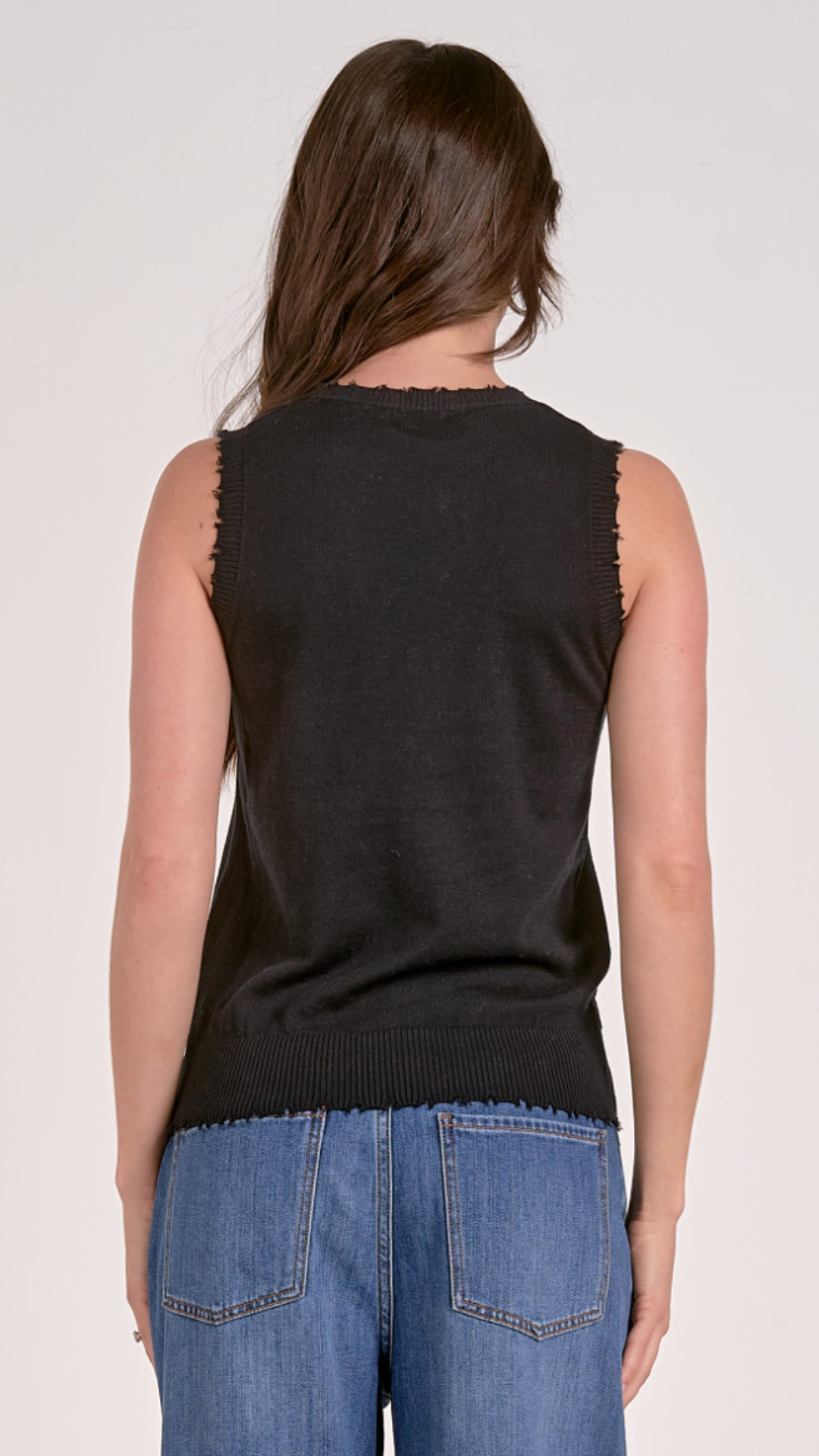 Black Distressed Sleeveless Tank