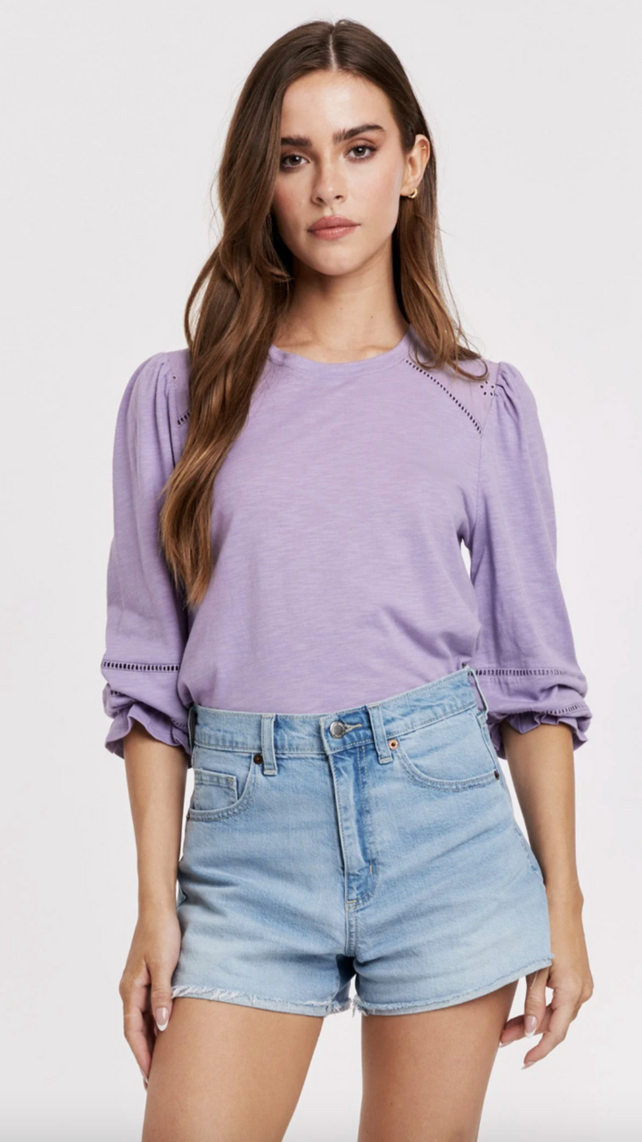 Iris Eyelet Detail Quarter Sleeve Top