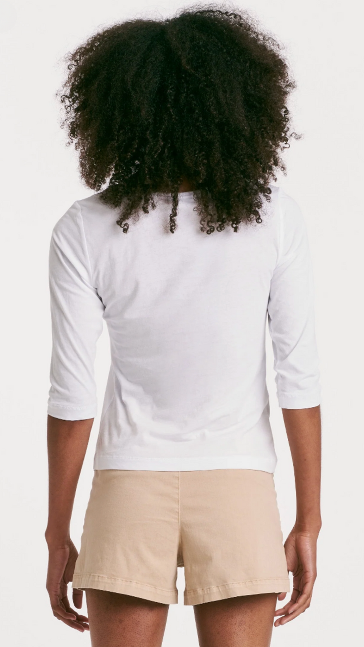 White Scoop Neck Quarter Sleeve Tee