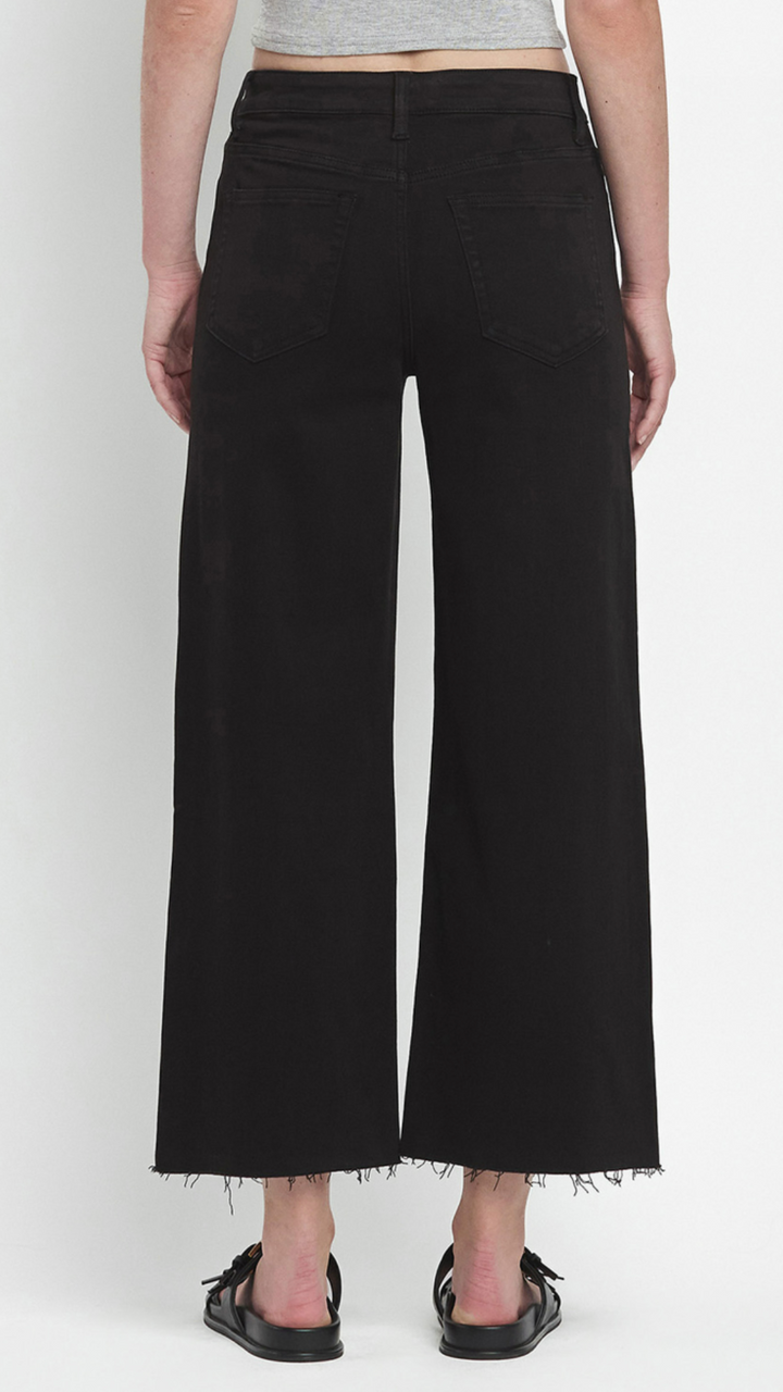 Black High Rise Crop Wide Leg Jeans