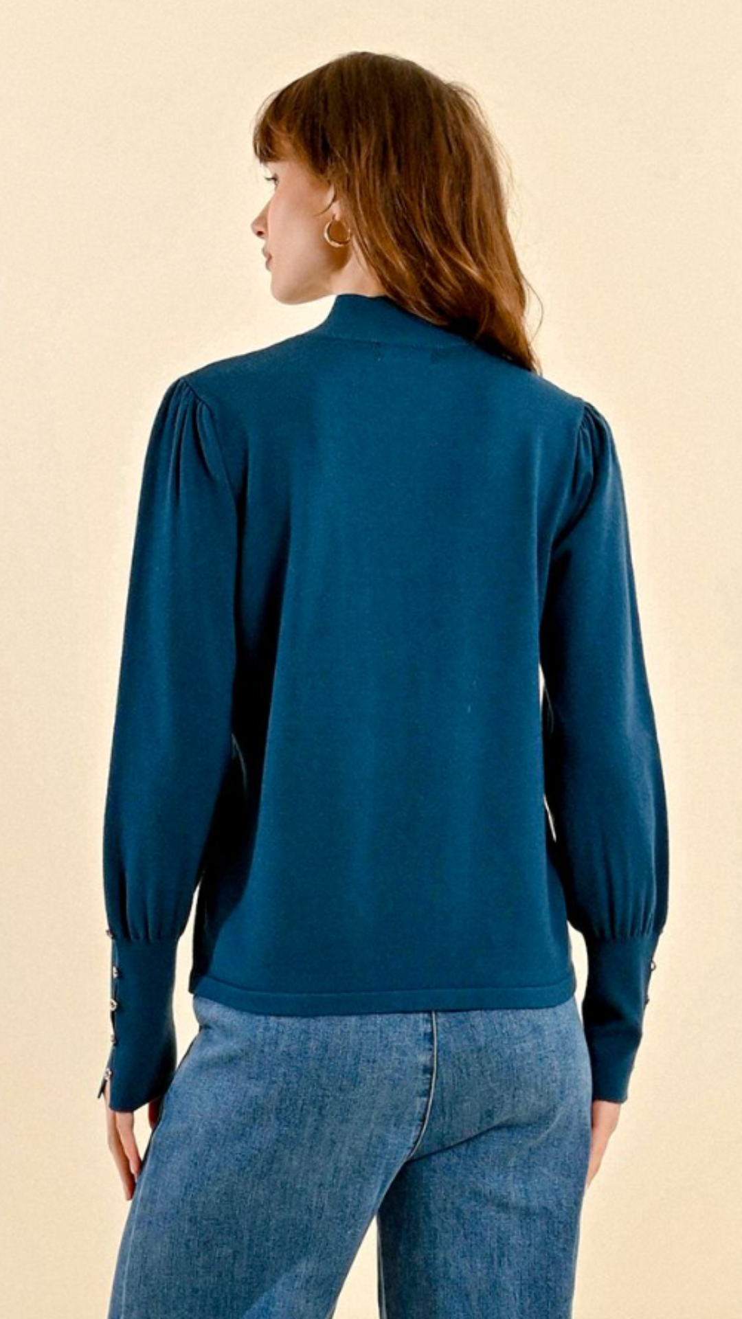 Petrol Blue Buttoned Sweater