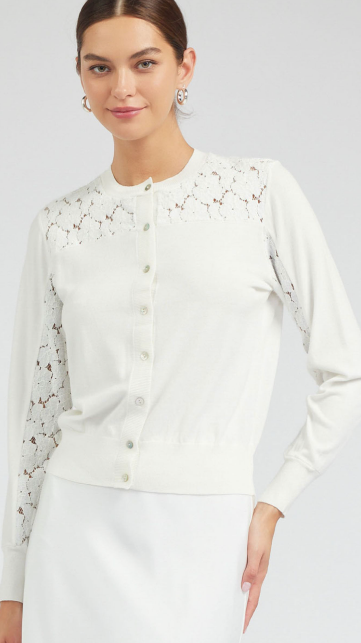 Floral Lace Button Down Cardigan