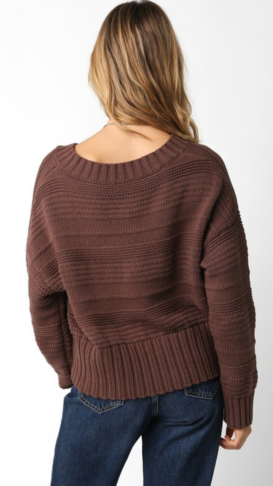 Coffee Bean V Neck Sweater