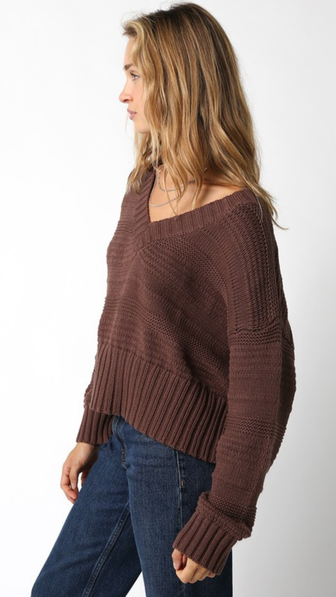 Coffee Bean V Neck Sweater