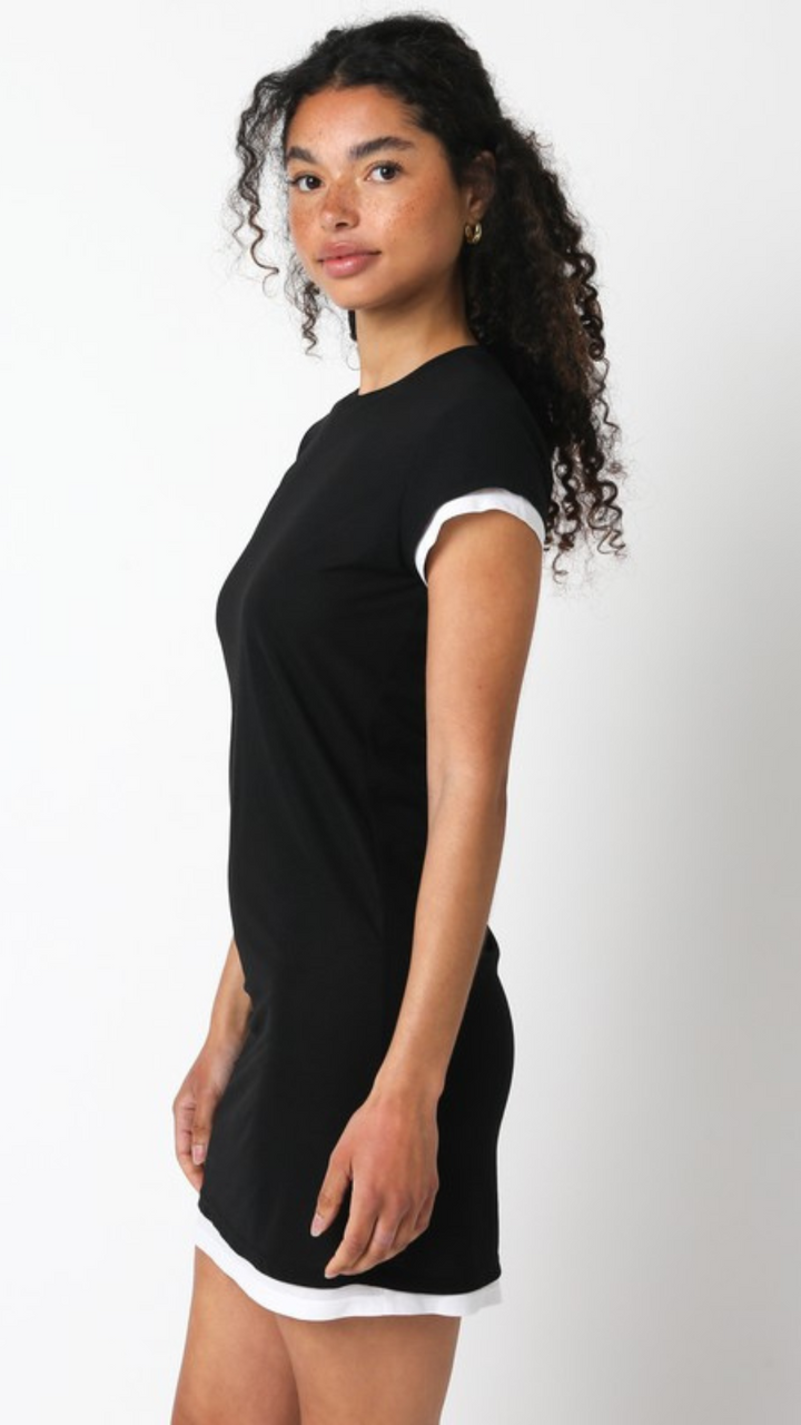 Black And White Layered Tee Shirt Dress