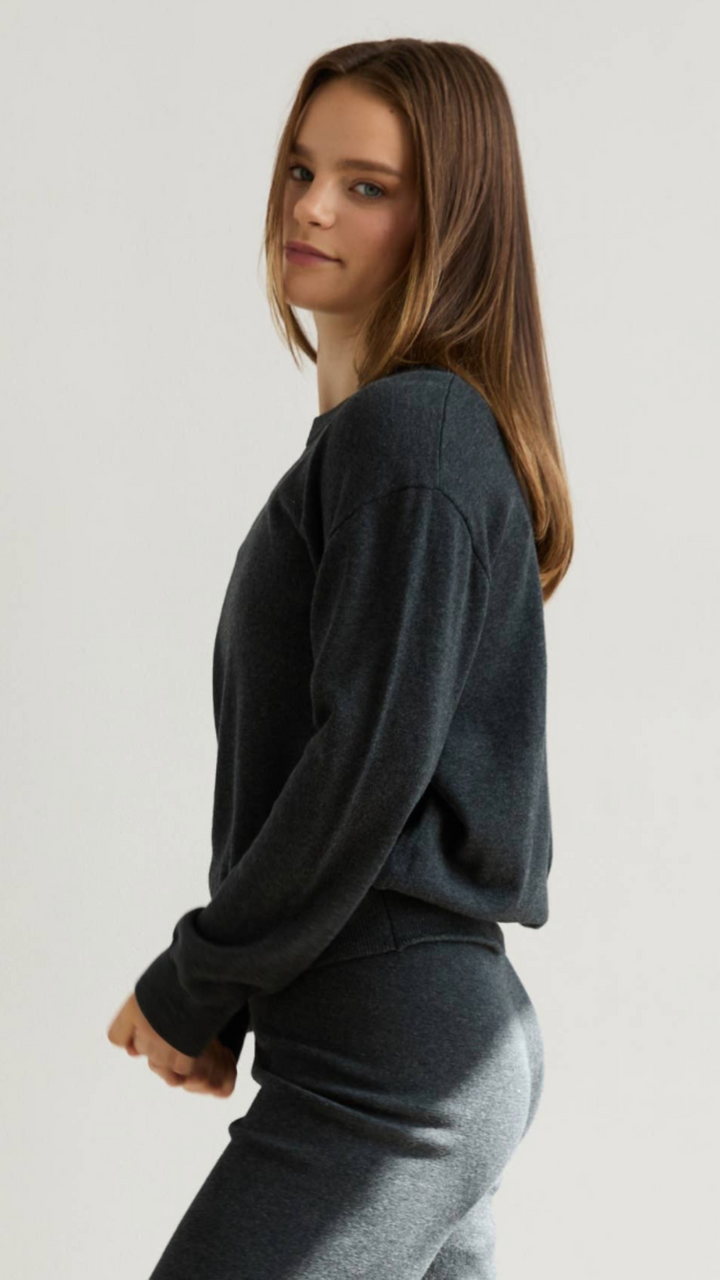 Heather Black Cotton Sweater