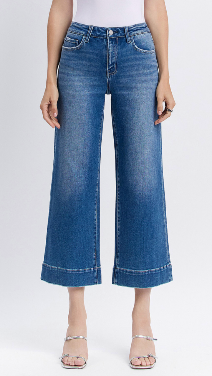 High Rise Crop Wide Trouser Jeans