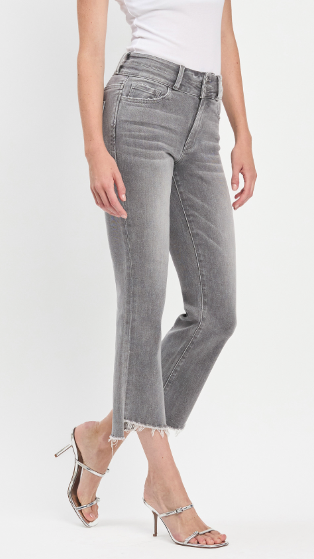 Gray High Rise Kick Flare Jeans