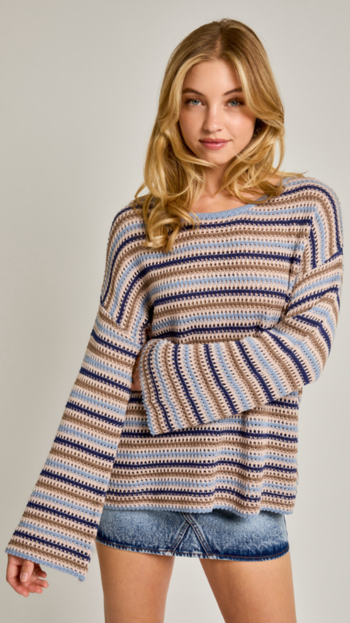 Oversized Boat Neck Stripe Sweater