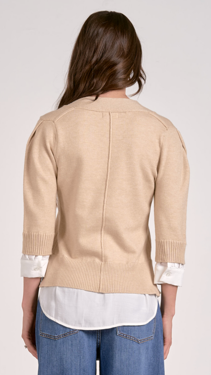 Natural Layered Quarter Sleeve Sweater