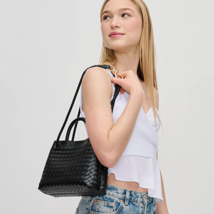 Black Small Woven Crossbody