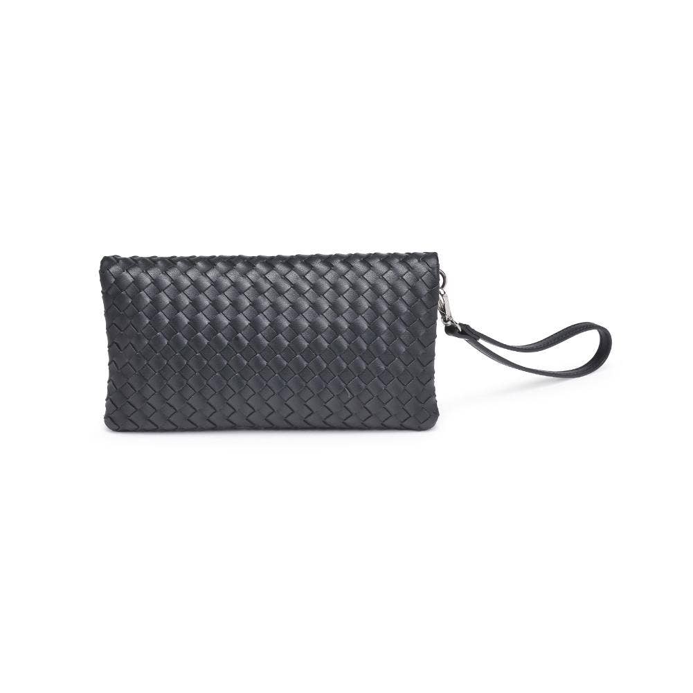 Black Woven Wristlet Clutch