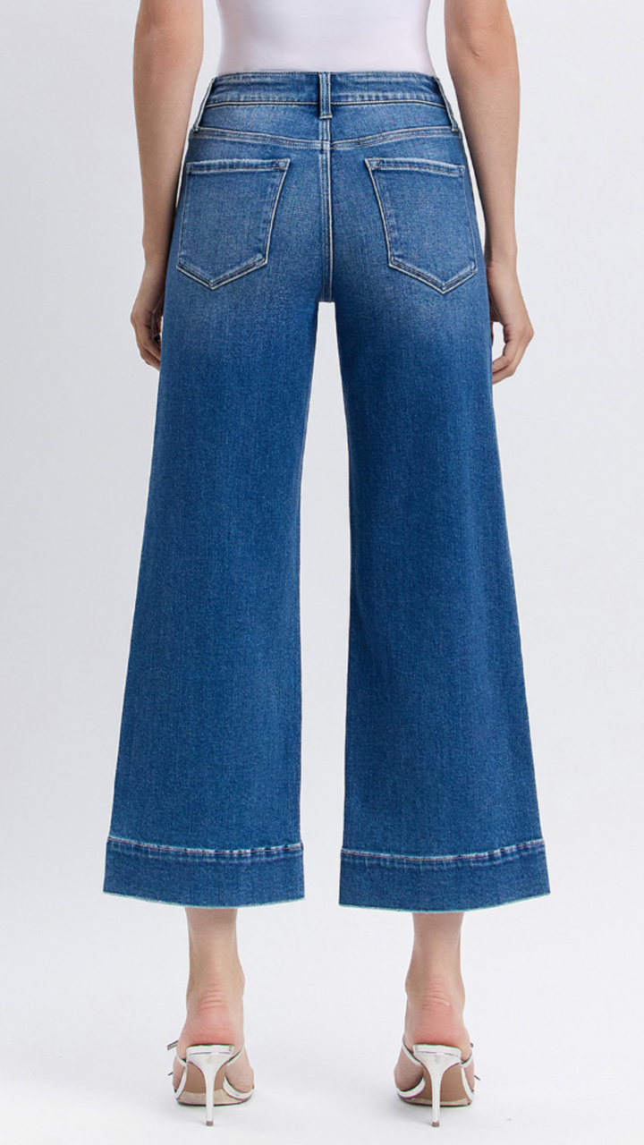 High Rise Crop Wide Trouser Jeans