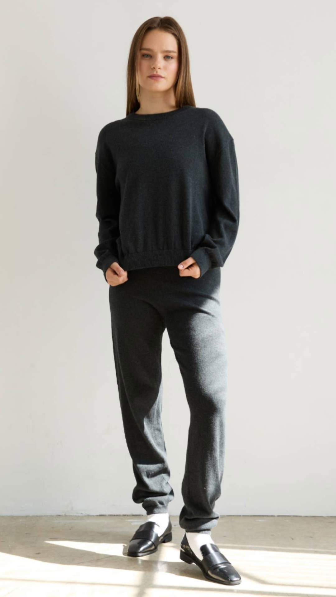 Heather Black Cotton Sweater