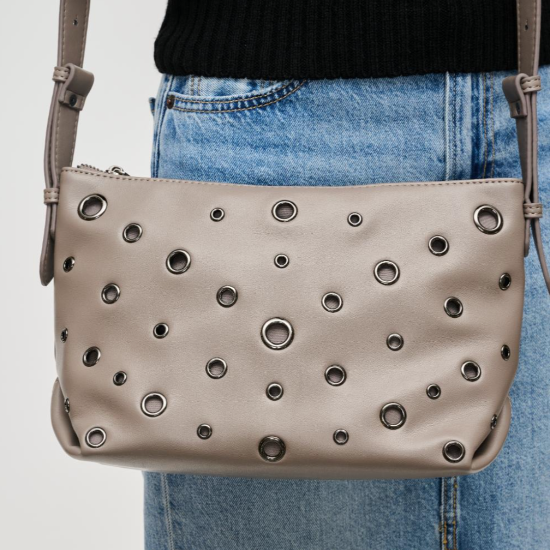 Gray Grommet Crossbody