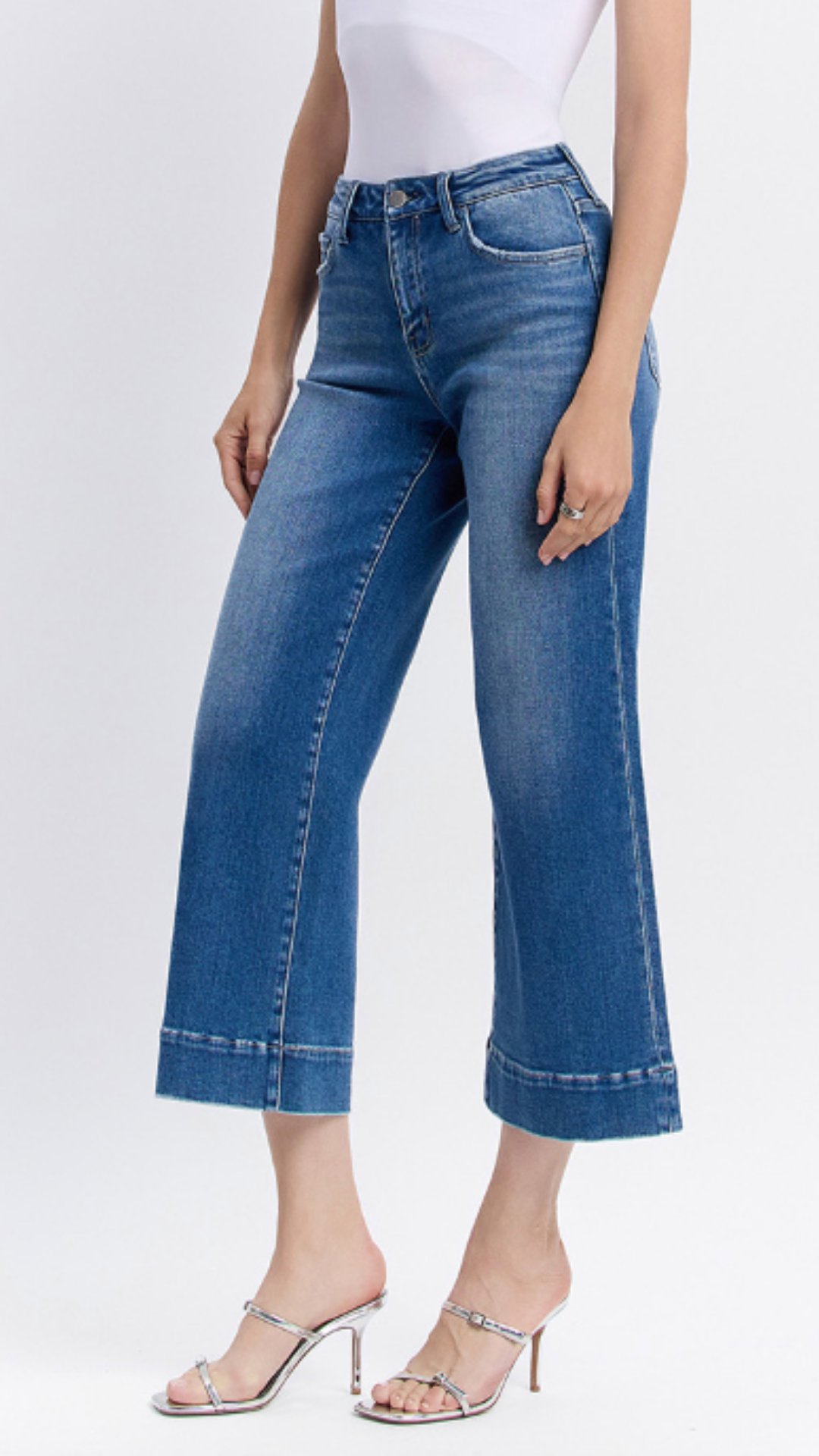 High Rise Crop Wide Trouser Jeans