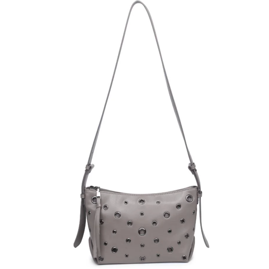 Gray Grommet Crossbody