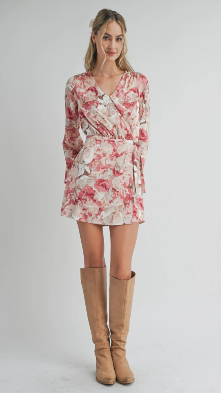 Surplice Overlap Floral Romper