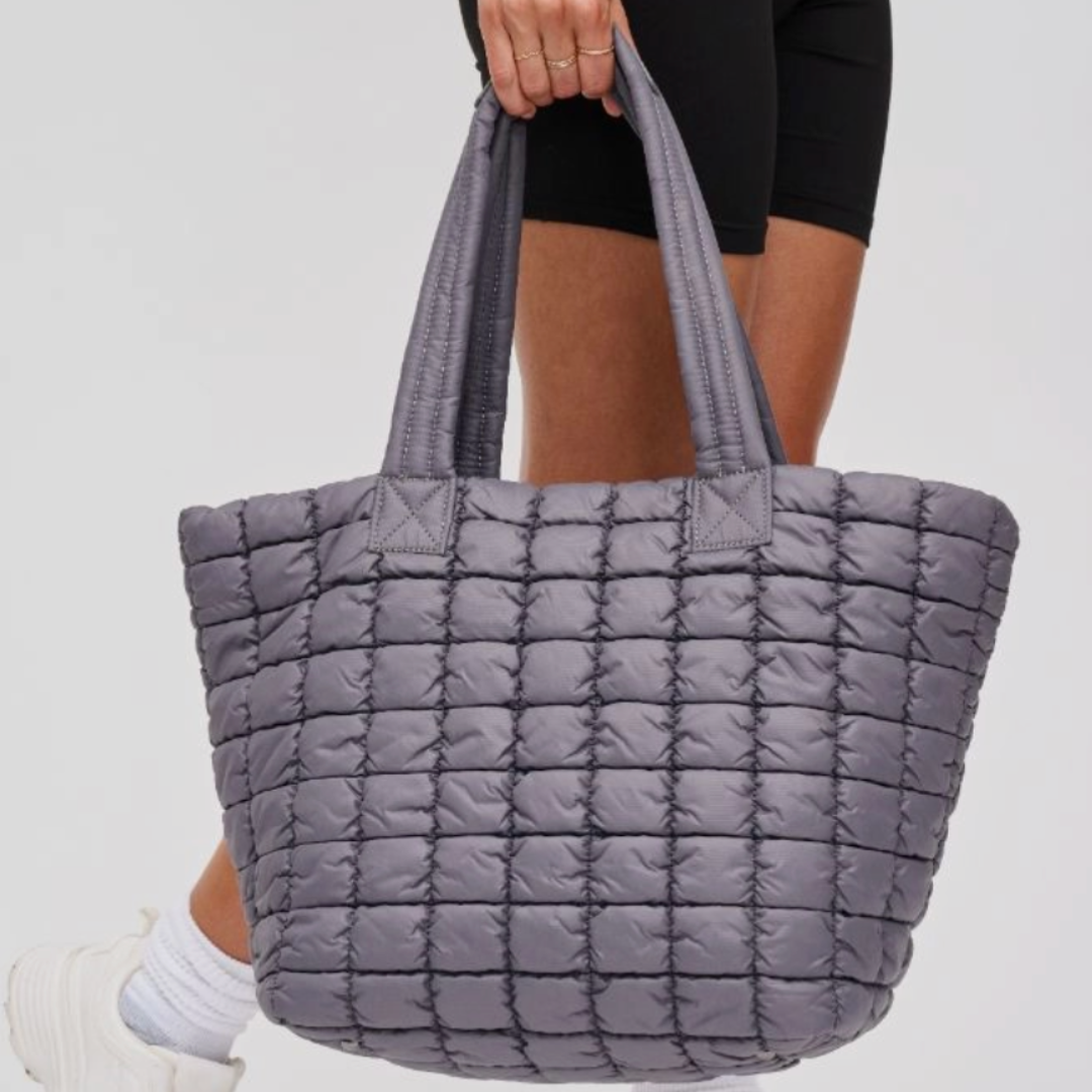 Carbon Quilted Puffer Nylon Tote