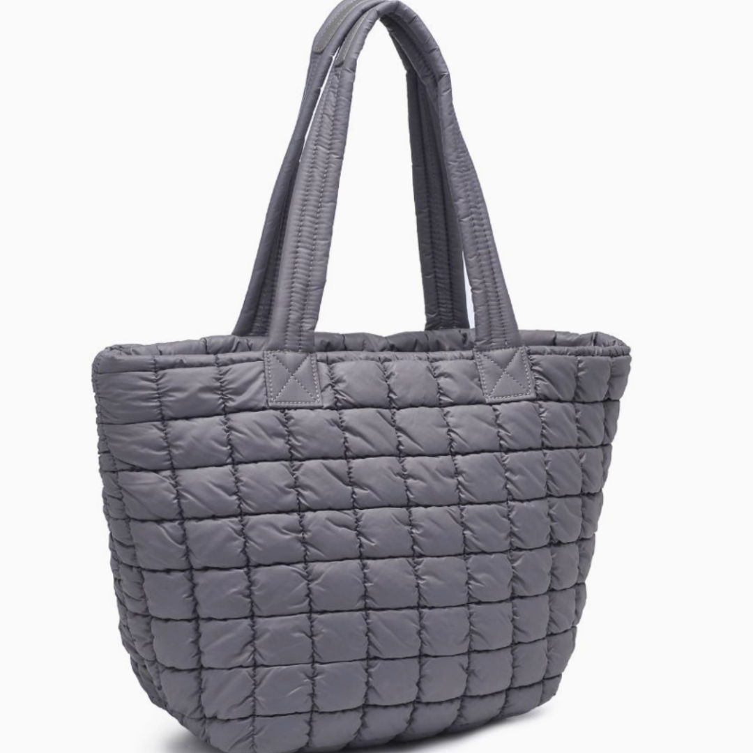 Carbon Quilted Puffer Nylon Tote