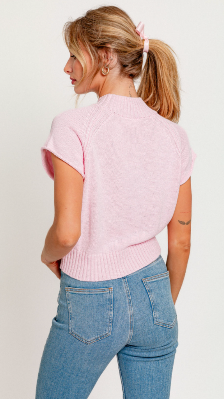 Light Pink Mock Neck Sweater Top