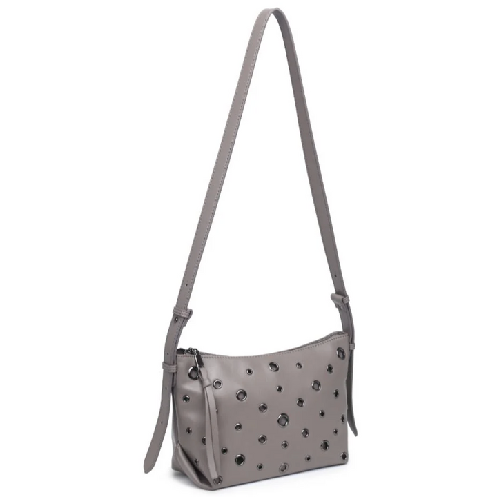 Gray Grommet Crossbody