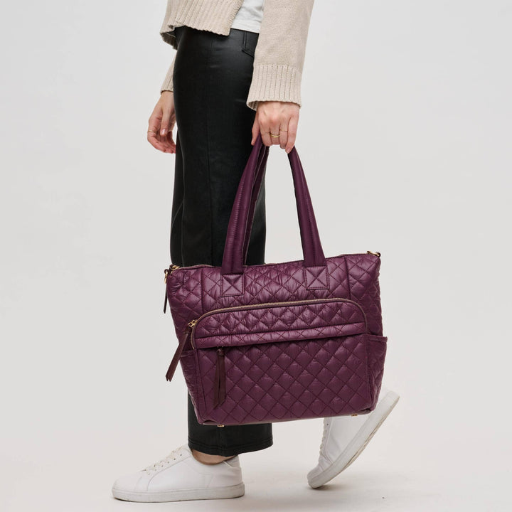 Burgundy Quilted Nylon Tote