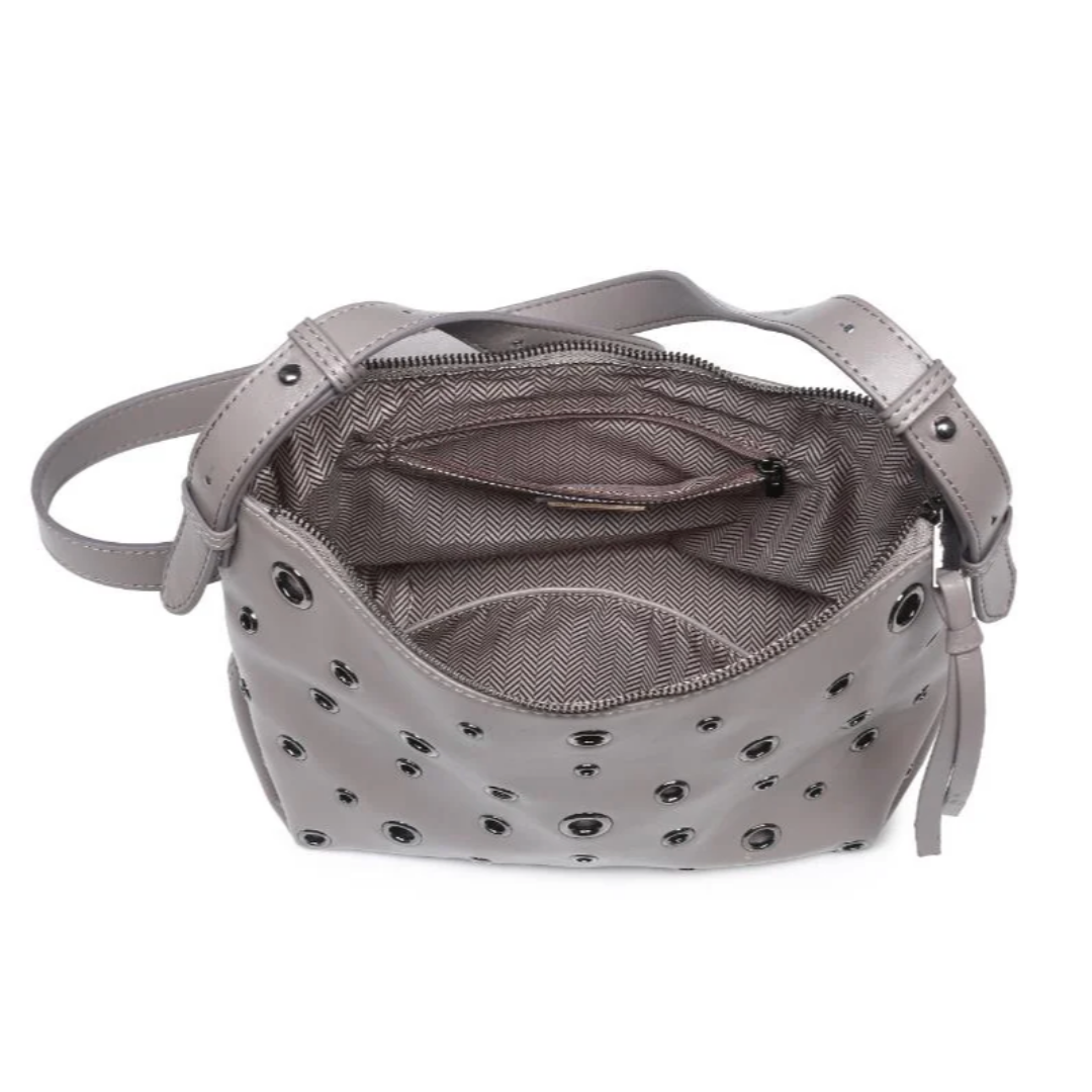 Gray Grommet Crossbody