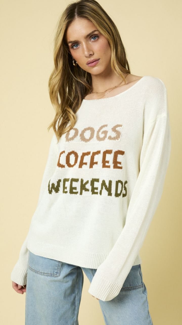 Oversized Dogs Coffee Weekend Lightweight Sweater