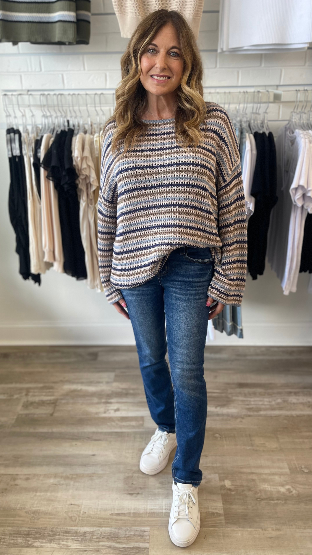 Oversized Boat Neck Stripe Sweater