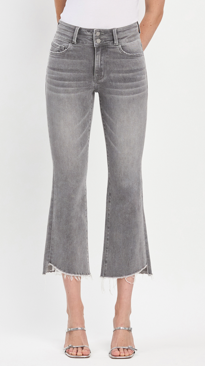 Gray High Rise Kick Flare Jeans