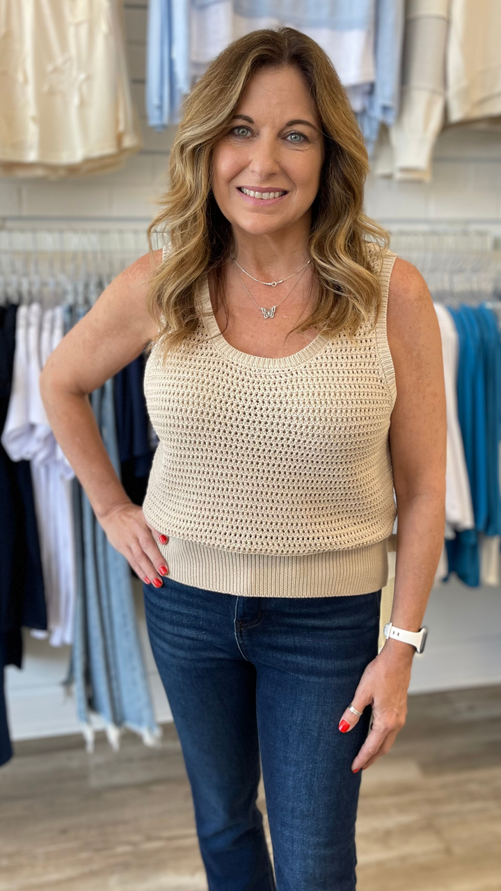 Taupe Knit Sleeve Top