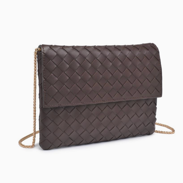 Espresso Woven Clutch Crossbody