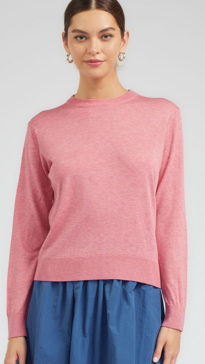 Coral Round Neck Pullover Sweater