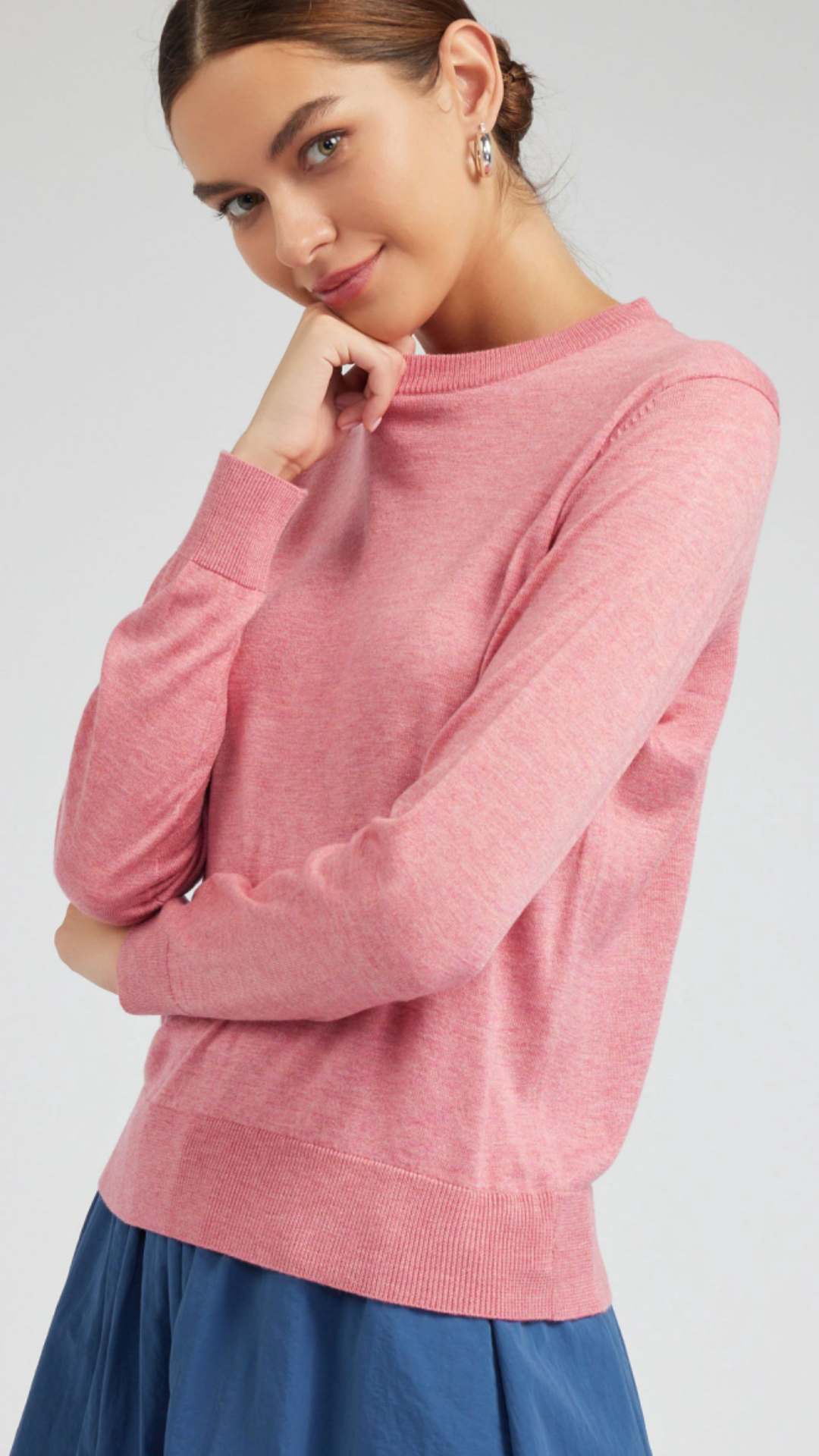 Coral Round Neck Pullover Sweater