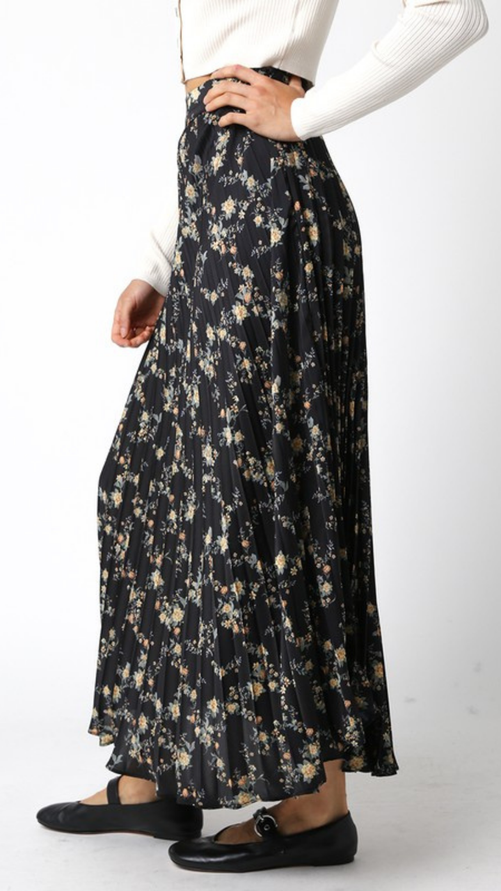 Black Marigold Midi Skirt