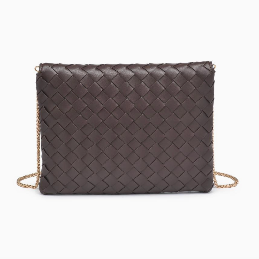 Espresso Woven Clutch Crossbody