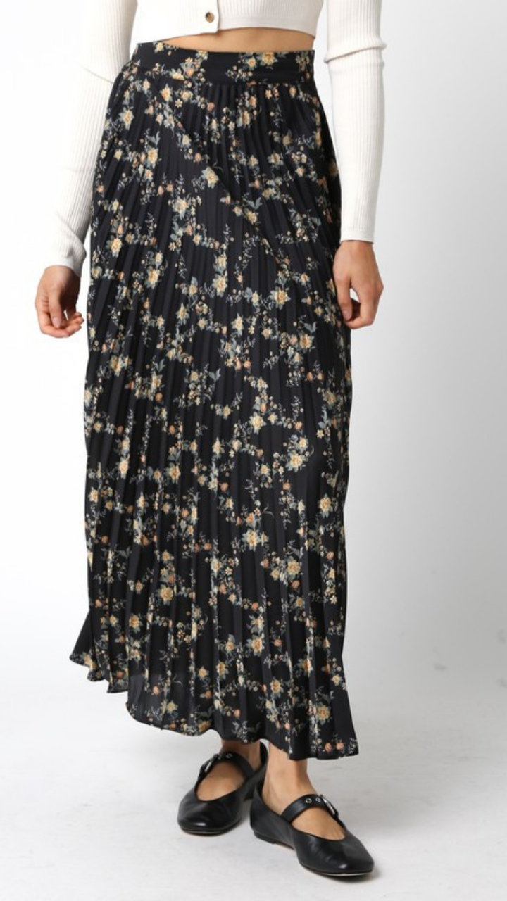 Black Marigold Midi Skirt