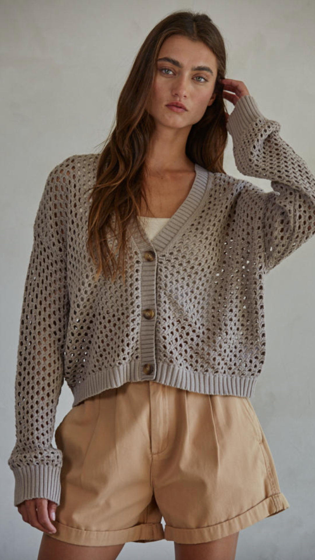 Mocha Open Knit Cardigan