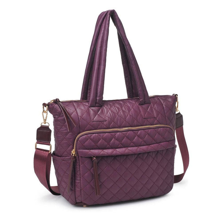 Burgundy Quilted Nylon Tote