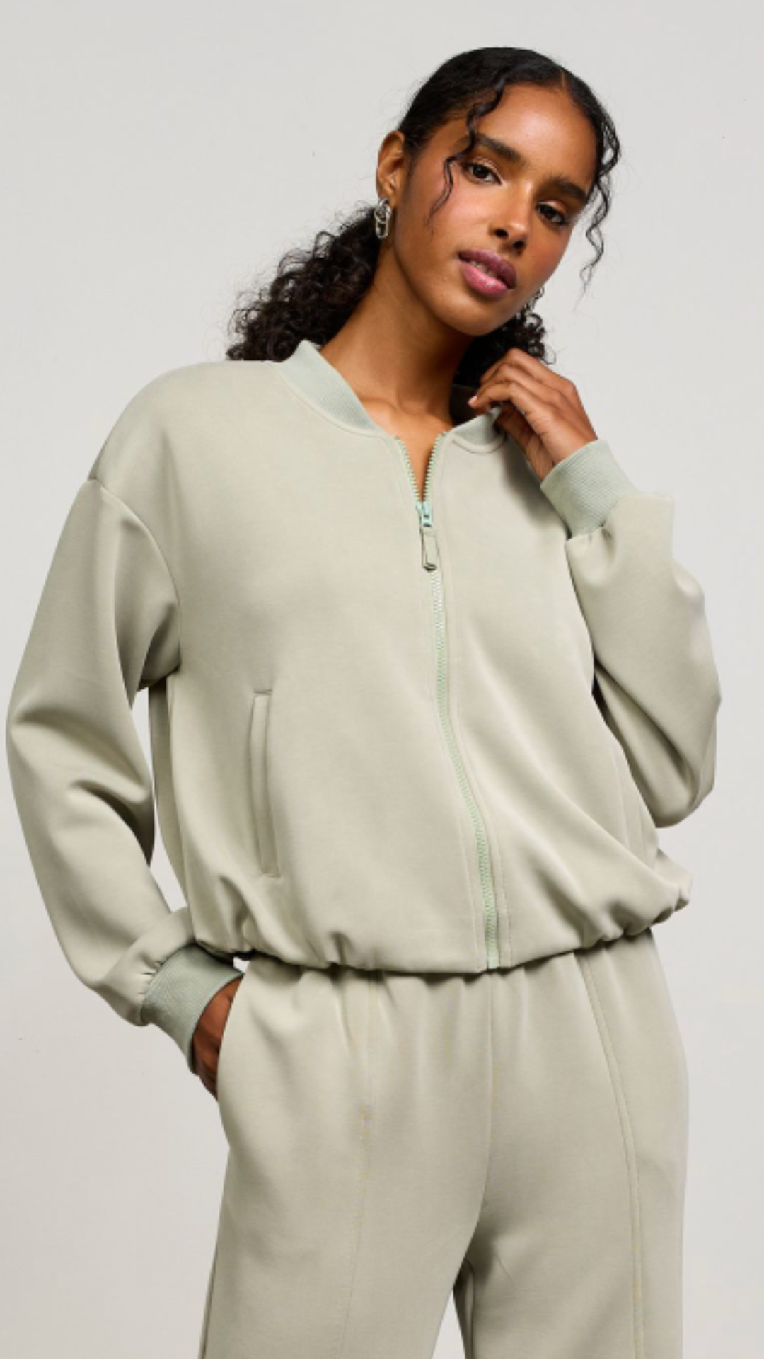 Sage Soft Modal Bomber Jacket