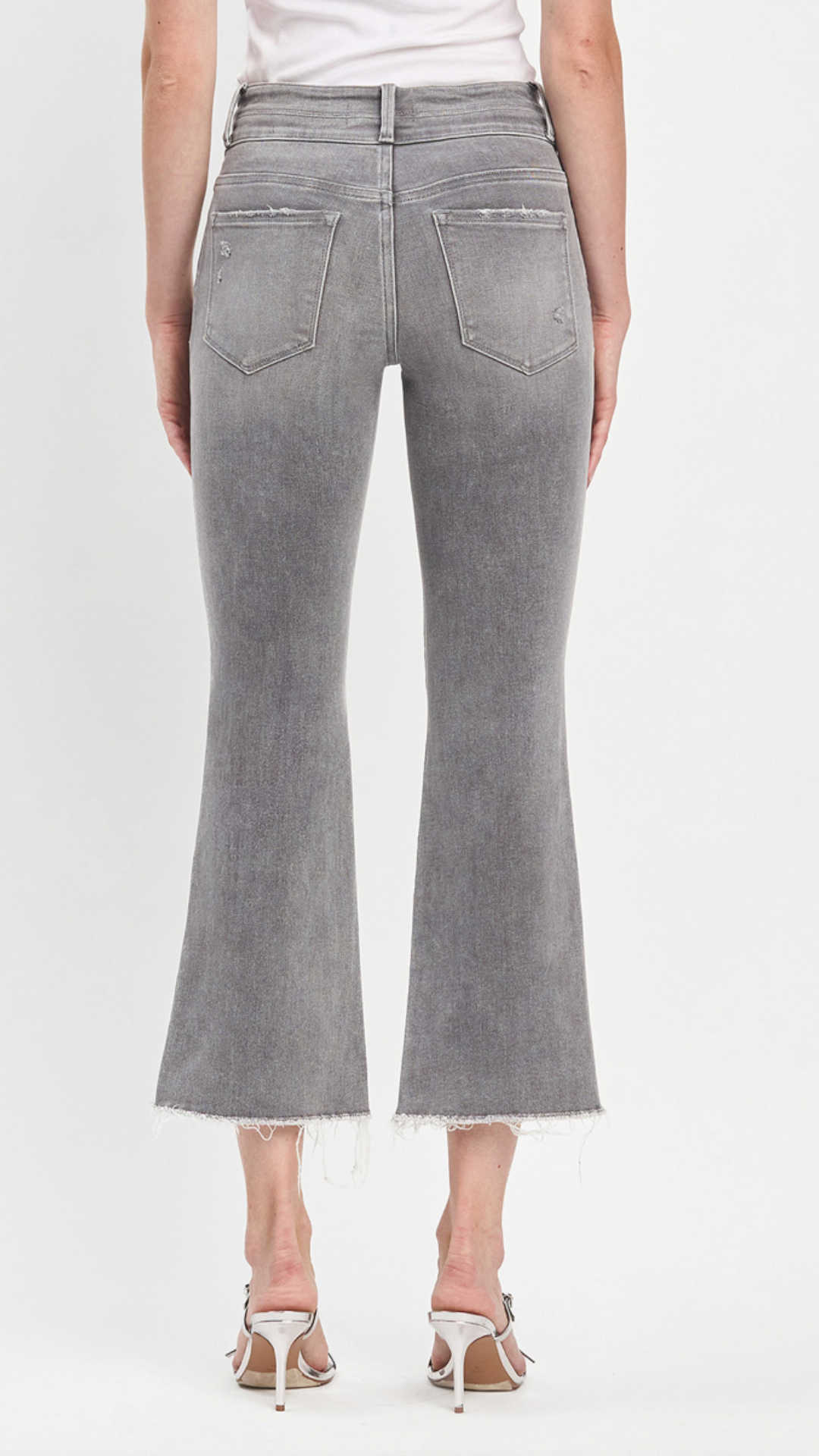 Gray High Rise Kick Flare Jeans