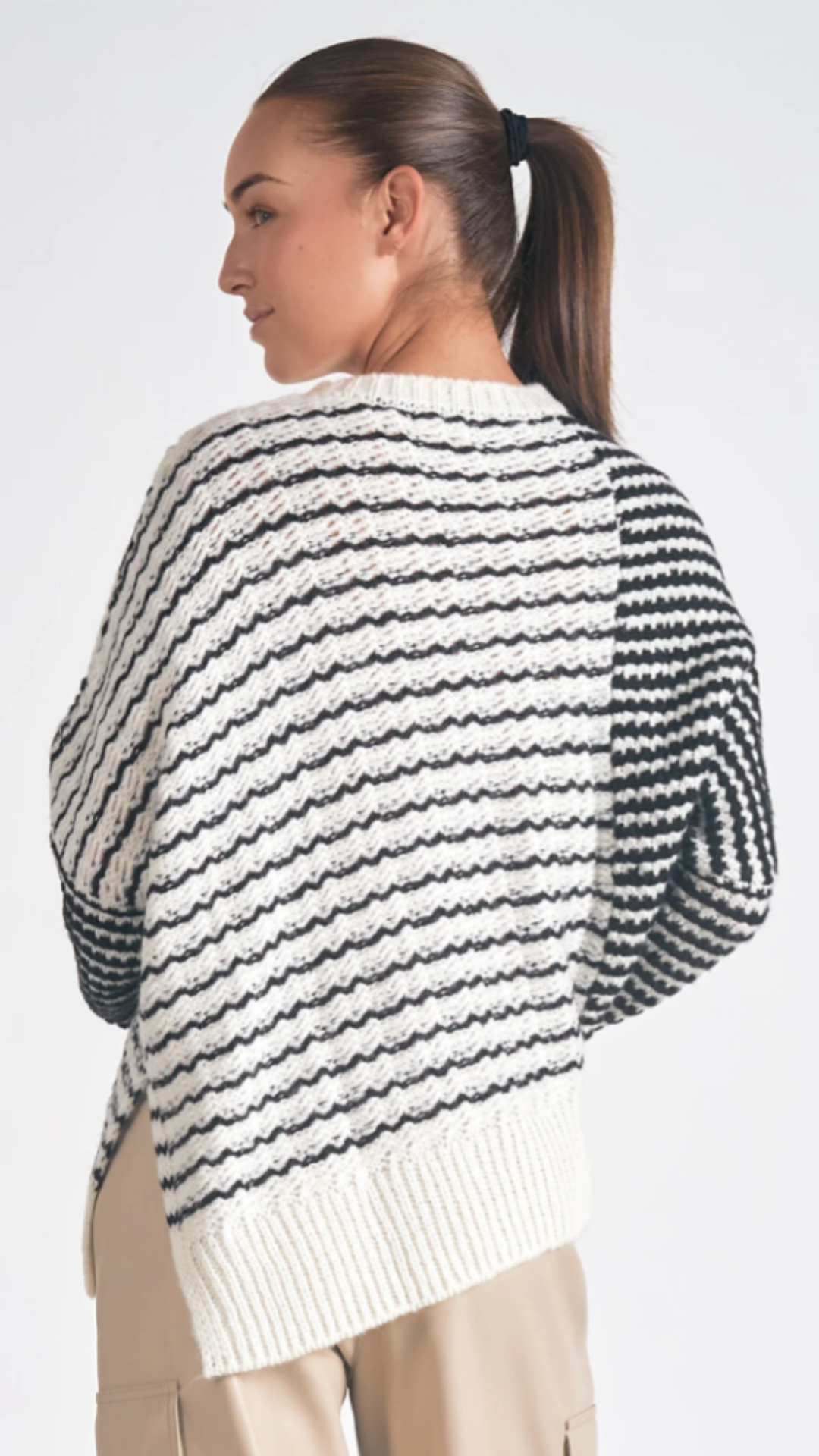 Asymmetrical Stripe Colorblock Sweater