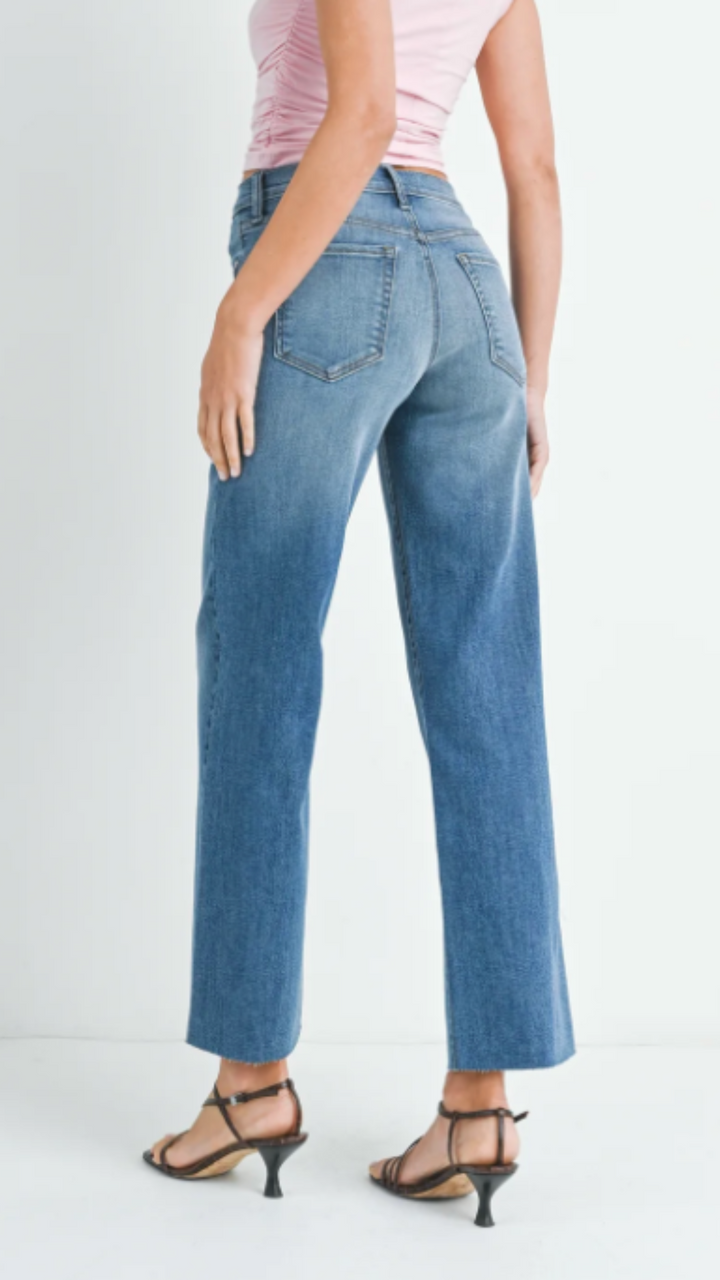 Mid Rise Medium Wash Slim Palazzo Jeans