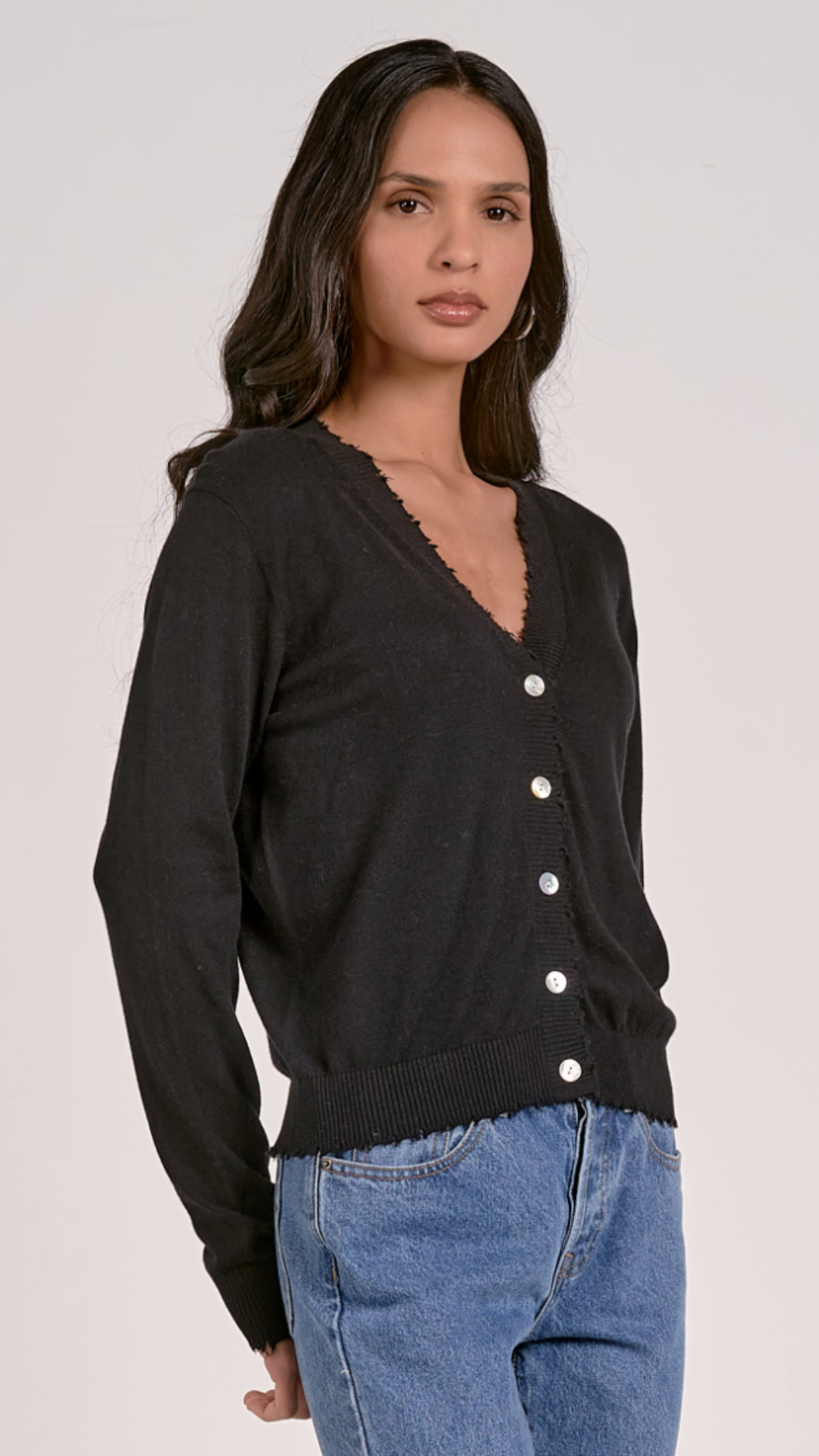 Black Distressed Sweater Cardigan