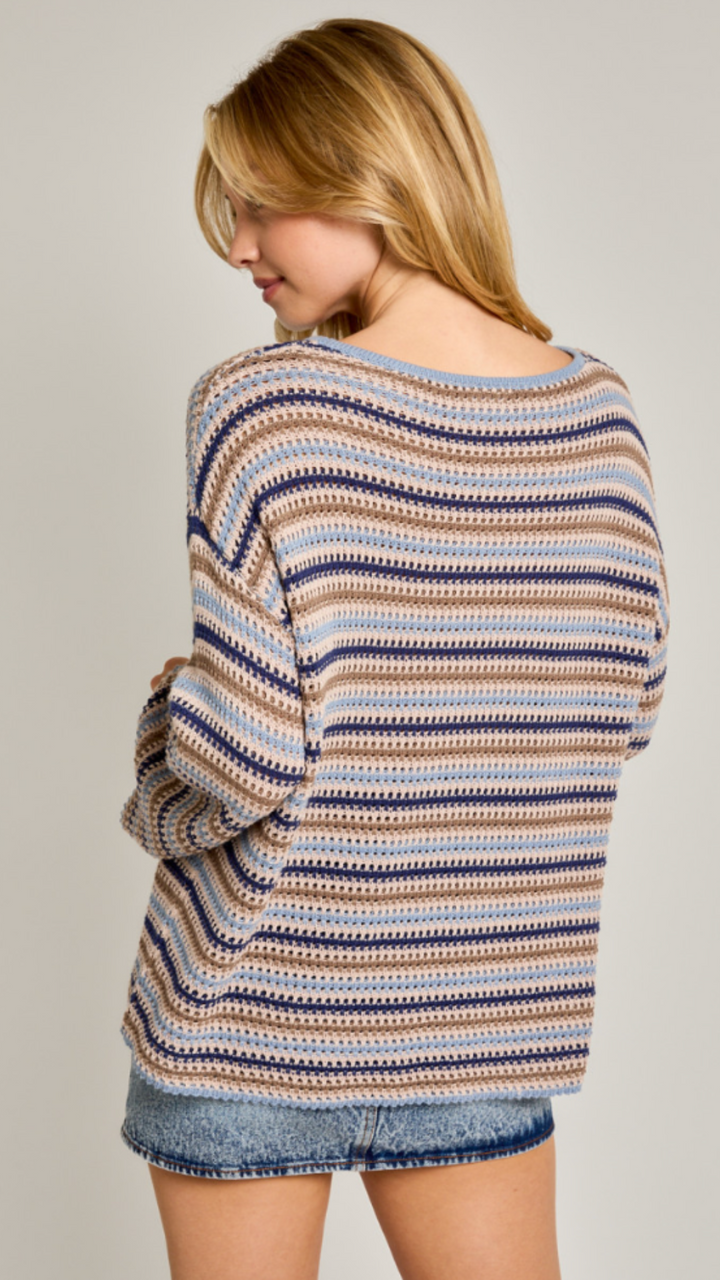 Oversized Boat Neck Stripe Sweater